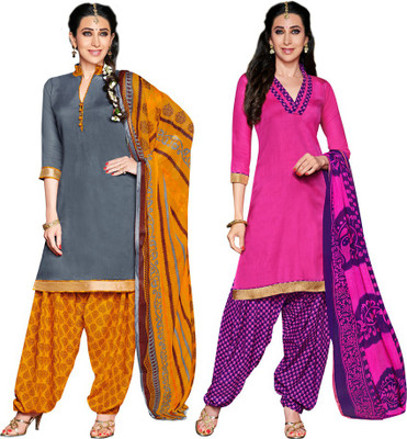 

Jiya Cotton Self Design, Printed Salwar Suit Dupatta Material(Un-stitched), Dark pink;grey