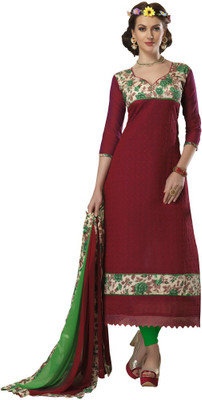 

Trendz Apparels Chanderi Embroidered Salwar Suit Dupatta Material(Un-stitched), Red