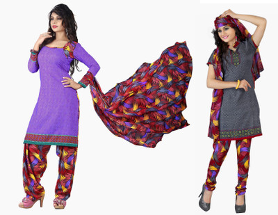 

Women Latest Fancy Designer Salwar Suit Crepe Printed Salwar Suit Dupatta Material(Un-stitched), Multicolor