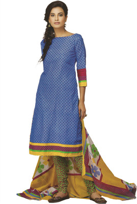 

Pshopee Cotton Printed Salwar Suit Dupatta Material(Un-stitched), Blue