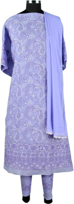

Sai Chikan Cotton Embroidered Salwar Suit Dupatta Material(Un-stitched), Purple