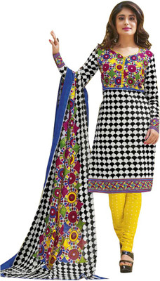 

Indian Wear Online Cotton Printed Salwar Suit Dupatta Material(Un-stitched), White