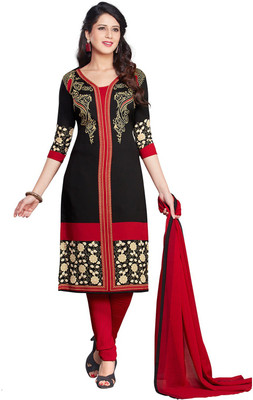 

Pshopee Synthetic Printed Salwar Suit Dupatta Material(Un-stitched), Black
