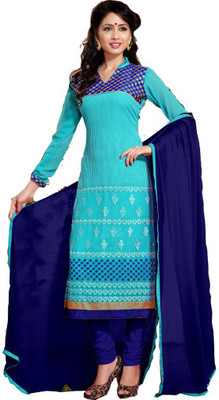 

Trendz Apparels Georgette Embroidered Salwar Suit Dupatta Material(Un-stitched), Light blue