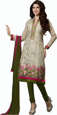 

Jiya Chanderi Self Design, Embroidered Salwar Suit Dupatta Material(Un-stitched), Beige;green