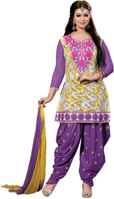 

Party Wear Dresses Cotton Embroidered Semi-stitched Salwar Suit Dupatta Material, Multicolor