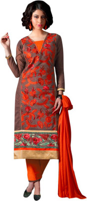 Saree Exotica Cotton Embroidered Salwar Suit Dupatta Material(Un-stitched) Flipkart