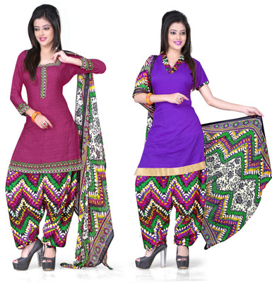 

Khushali Crepe Self Design, Printed Salwar Suit Dupatta Material(Un-stitched), Multicolor;pink;purple