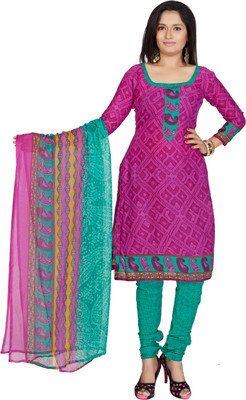 Trendz Apparels Cotton Printed Dress/Top Material(Un-stitched), Pink