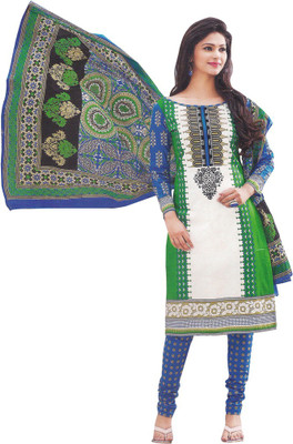 

Party Wear Dresses Cotton Printed Salwar Suit Dupatta Material(Un-stitched), Green