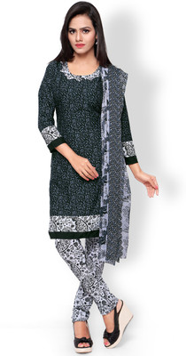 

Khushali Crepe Self Design, Printed Salwar Suit Dupatta Material(Un-stitched), Black;grey
