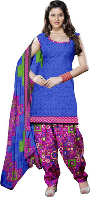 

Trendz Apparels Linen Printed Salwar Suit Dupatta Material(Un-stitched), Blue