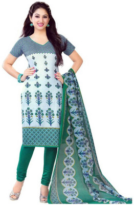 

Javuli Cotton Printed Dress/Top Material(Un-stitched), Green;white