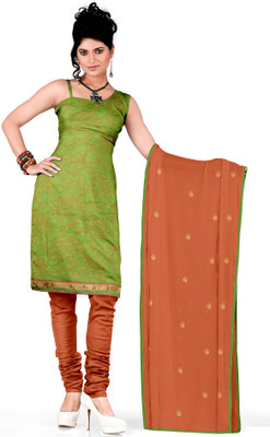 

Khushali Chanderi Self Design Salwar Suit Dupatta Material(Un-stitched), Green
