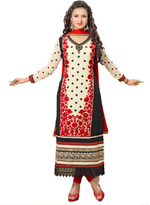

Party Wear Dresses Georgette Embroidered Semi-stitched Salwar Suit Dupatta Material, Multicolor