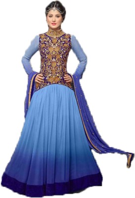 

Party Wear Dresses Georgette Embroidered Semi-stitched Salwar Suit Dupatta Material, Multicolor