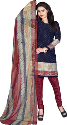 

Jiya Crepe Self Design, Printed Salwar Suit Dupatta Material(Un-stitched), Blue;maroon