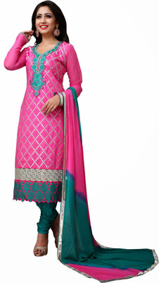Morli Cotton Self Design Salwar Suit Dupatta Material(Un-stitched), Pink