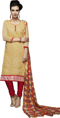 

Jiya Chanderi Self Design, Embroidered Salwar Suit Dupatta Material(Un-stitched), Beige;multicolor;red