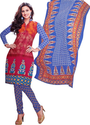 

RiaFashion Cotton Printed Salwar Suit Dupatta Material(Un-stitched), Blue;red