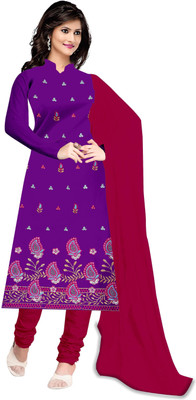 

Jiya Crepe Self Design, Embroidered Salwar Suit Dupatta Material(Un-stitched), Pink;purple