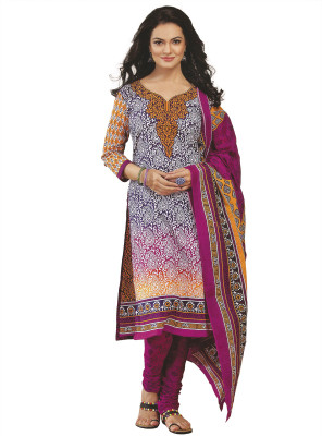 

Pshopee Cotton Printed Salwar Suit Dupatta Material(Un-stitched), Purple
