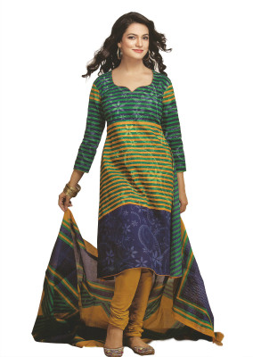 

Pshopee Cotton Printed Salwar Suit Dupatta Material(Un-stitched), Dark green