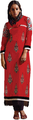

Party Wear Dresses Georgette Embroidered Semi-stitched Salwar Suit Dupatta Material, Red