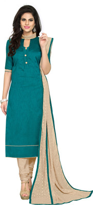 

Khushali Silk Self Design Salwar Suit Dupatta Material(Un-stitched), Beige;green