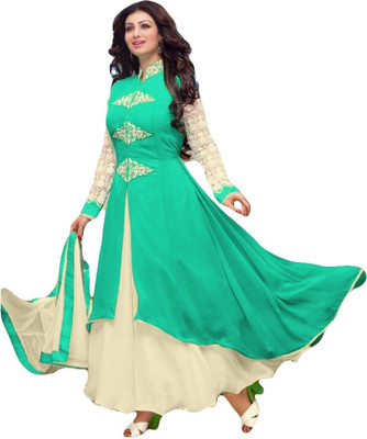 

Sitaram Georgette Embellished, Embroidered Dress/Top Material(Un-stitched), Cream;rama green