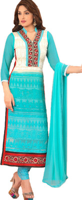 

V And V Shop Chiffon Embroidered Salwar Suit Dupatta Material(Un-stitched), Blue