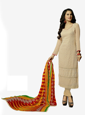 

Khushali Georgette Self Design, Embroidered Salwar Suit Dupatta Material(Un-stitched), Beige;multicolor