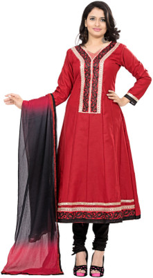 

Jiya Cotton Self Design, Embroidered Salwar Suit Dupatta Material(Un-stitched), Black;red