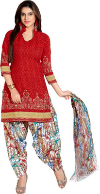 

Jiya Cotton Self Design, Printed Salwar Suit Dupatta Material(Un-stitched), Red