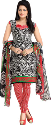 

BanoRani Cotton Polyester Blend Printed Dress/Top Material(Un-stitched), Black