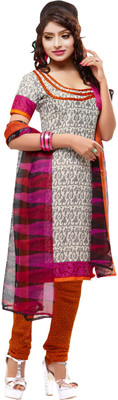

Trendz Apparels Crepe Printed Salwar Suit Dupatta Material(Un-stitched), Pink;white