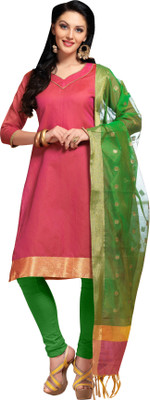 

Trendz Apparels Jacquard Printed Dress/Top Material(Un-stitched), Pink