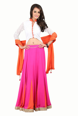 

BanoRani Georgette Self Design Salwar Suit Dupatta Material(Un-stitched), White