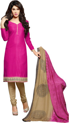 

Jiya Chanderi Self Design Salwar Suit Dupatta Material(Un-stitched), Beige;pink