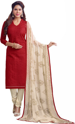 

Jiya Chanderi Self Design, Embroidered Salwar Suit Dupatta Material(Un-stitched), Beige;red