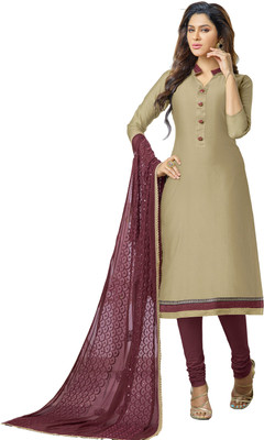 

Jiya Chanderi Self Design Salwar Suit Dupatta Material(Un-stitched), Beige;maroon