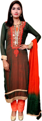 

Unique Creation Georgette Embroidered Semi-stitched Salwar Suit Dupatta Material, Multicolor