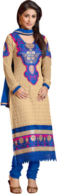 

Jiya Georgette Self Design, Embroidered Dress/Top Material(Un-stitched), Beige;blue