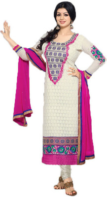 

Party Wear Dresses Georgette Embroidered Semi-stitched Salwar Suit Dupatta Material, Multicolor