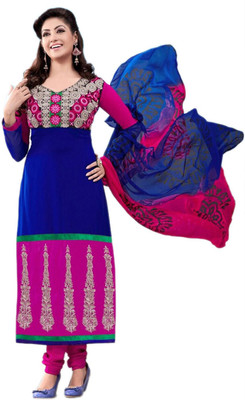 

Indian Wear Online Georgette Embroidered Semi-stitched Salwar Suit Dupatta Material, Multicolor