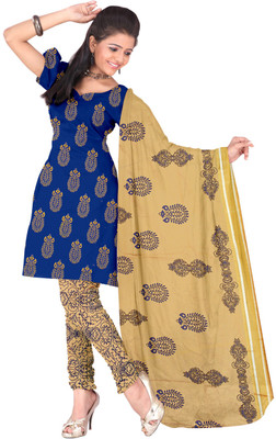 

Jiya Cotton Self Design, Printed Salwar Suit Dupatta Material(Un-stitched), Beige;blue