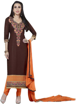 

Trendz Apparels Cotton Embroidered Salwar Suit Dupatta Material(Un-stitched), Brown
