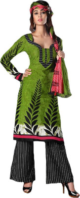 

Party Wear Dresses Cotton Printed Salwar Suit Dupatta Material(Un-stitched), Green