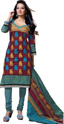 

Party Wear Dresses Cotton Printed Semi-stitched Salwar Suit Dupatta Material, Multicolor