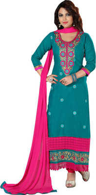 

Araja Cotton Embroidered Semi-stitched Salwar Suit Dupatta Material, Pink